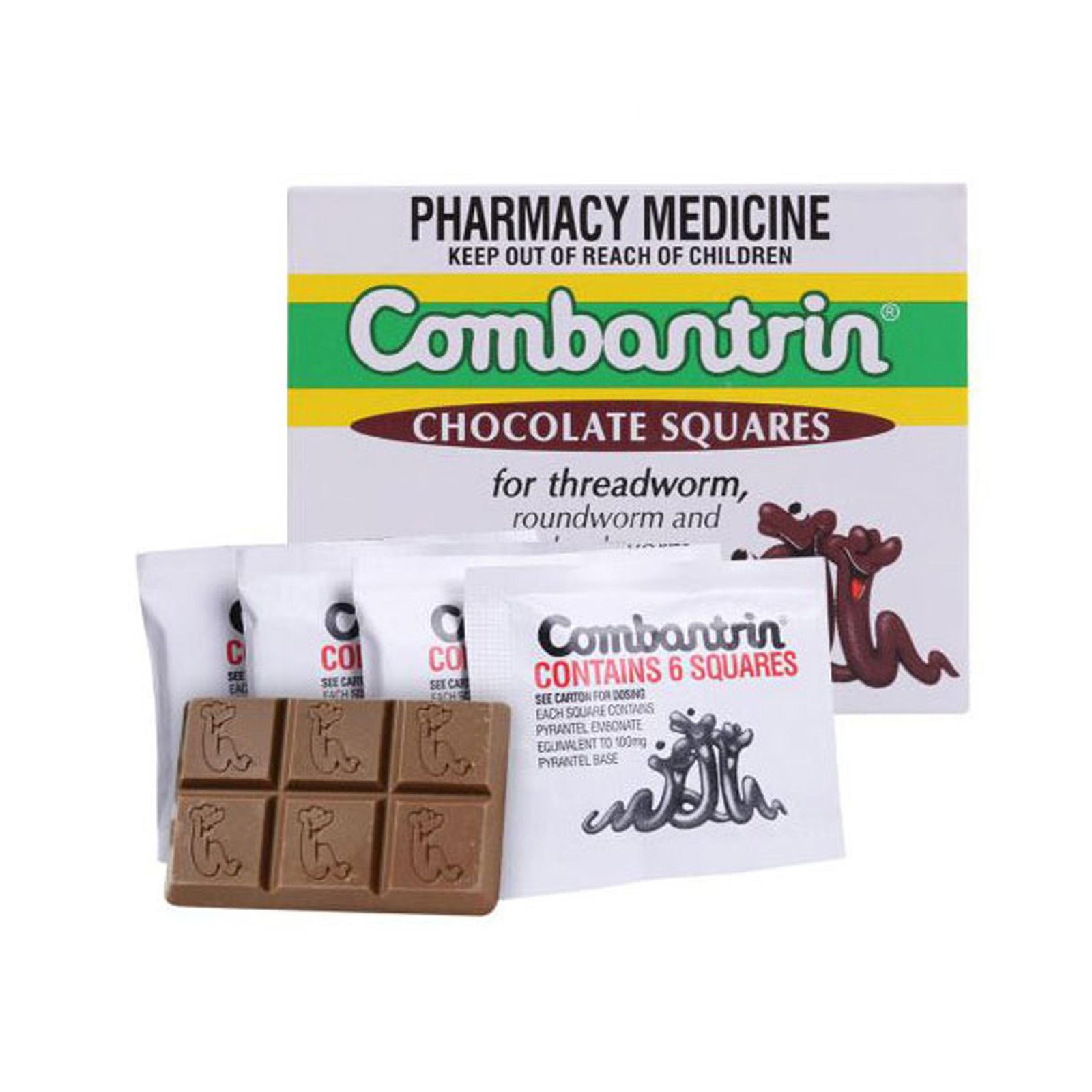 Vỉ thuốc tẩy giun Combantrin của Úc với hương vị sô cô la, dễ sử dụng cho cả gia đình