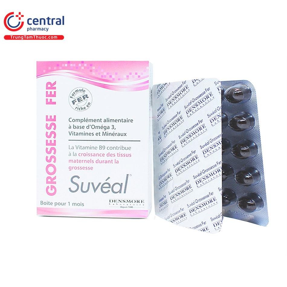 Vỉ viên uống Suveal Grossesse Fer, cung cấp vitamin và khoáng chất, làm rõ suveal là thuốc gì