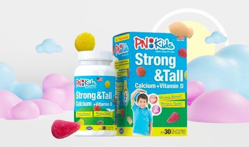 Viên nhai canxi PN Kids Strong &amp; Tall phát triển xương và răng