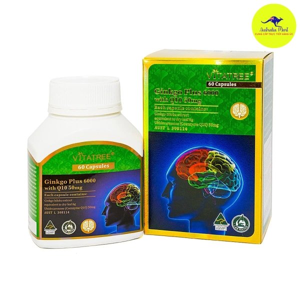 Viên uống hỗ trợ tuần hoàn não Vitatree Ginkgo Q10 6000 Viên uống hỗ trợ tuần hoàn não Vitatree Ginkgo Q10 6000