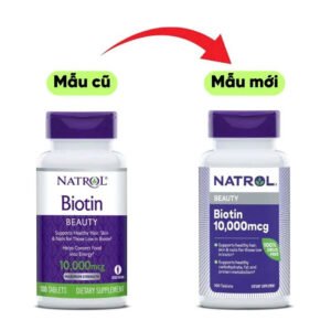 Viên uống hỗ trợ mọc tóc Natrol Biotin 10.000 mcg của Mỹ 100 viên 