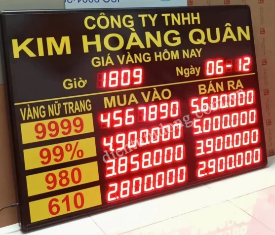 Biểu đồ cập nhật giá vàng tại Bình Dương