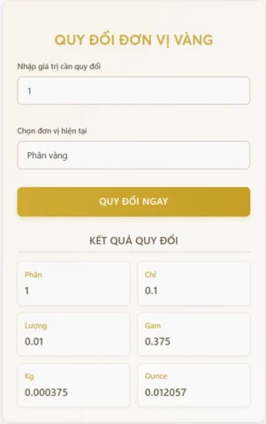 Quy đổi đơn vị vàng