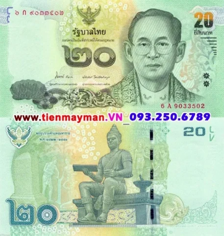 Tờ tiền 20 Baht Thái Lan mới